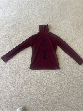 Long Sleeve Turtleneck Top in Deep Burgundy